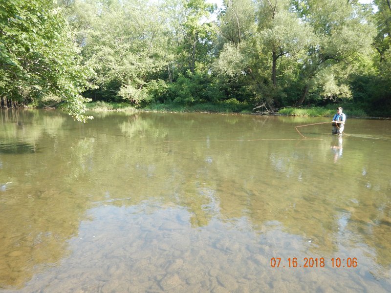 $Bald Eagle and Spring Creeks-015$.jpg - Mike stuck with the wet fly, soft hackle, three fly rig most of the time we fished together.  He used a heavier rod than I had along and a shooting head was desirable.