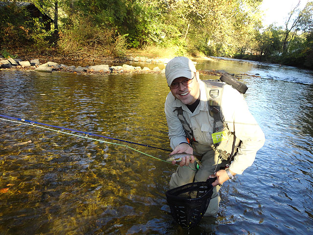 DSC01267.jpg -                                Gary on the stream with his Brown