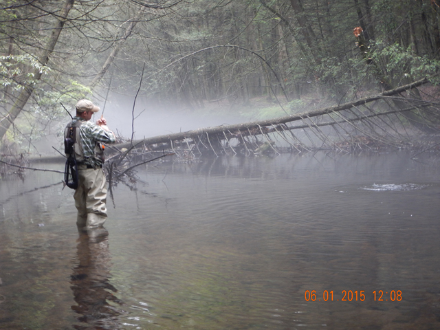 DSCN0400.jpg -                                Here Gary is with another.  There were a ton of fish in the stream due to a double stocking.  I hear tell that the weather was the blame but it is our good fortune.