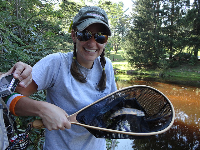 DSC00274.jpg - Susie caught a brookie at Sailrsville Dam!