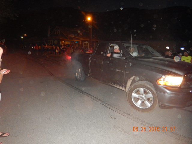 DSCN1499.jpg -                         As the black marks show, there was no shortage of guys wanting to destroy their trucks for a cheer.       