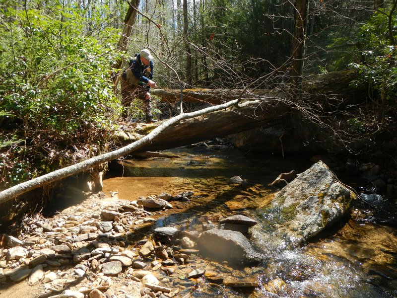 $StoneCabin3004$.jpg - Me hitting one of the tougher spots.  This is brookie fishing at it's best.