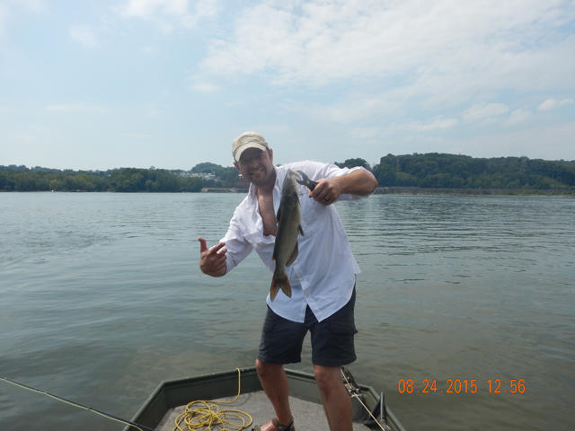 DSCN0595.jpg -                                That was, till we tied on some Clouser minnows.  Gary got two channel cats.  This was the smaller of the two.  The other one got away.